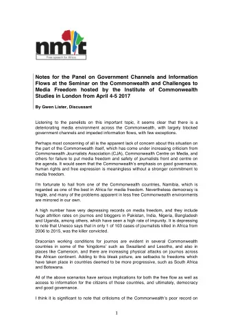Notes for the Panel on Government Channels and Information  Flows at the Seminar on the