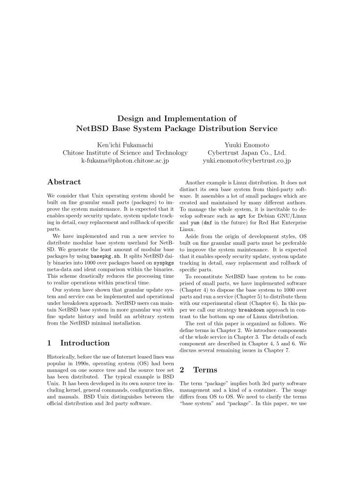 design and implementation of netbsd base system package