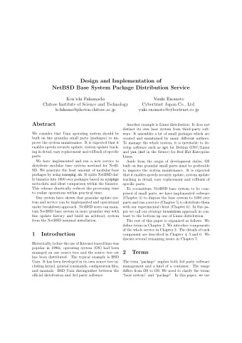 Design and Implementation of  NetBSD Base System Package Distribution Service  Kenichi Fukamachi