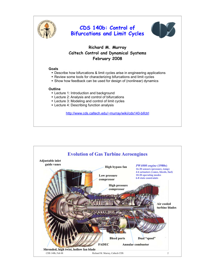 cds 140b control of bifurcations and limit cycles