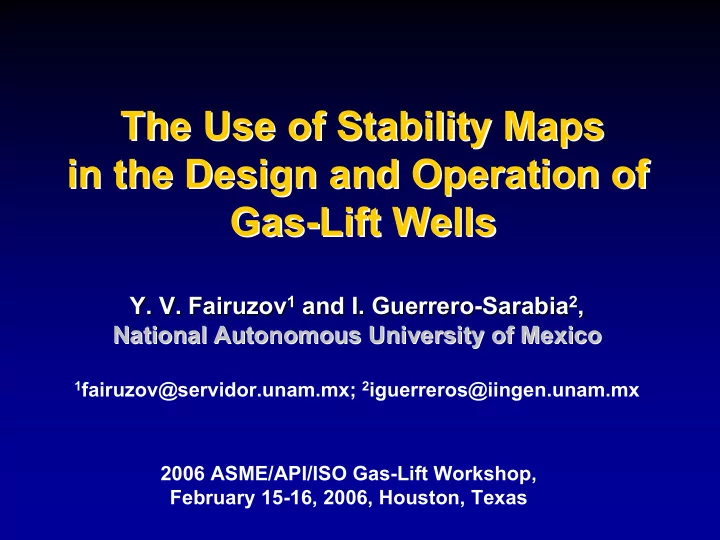 the use of stability maps the use of stability maps in