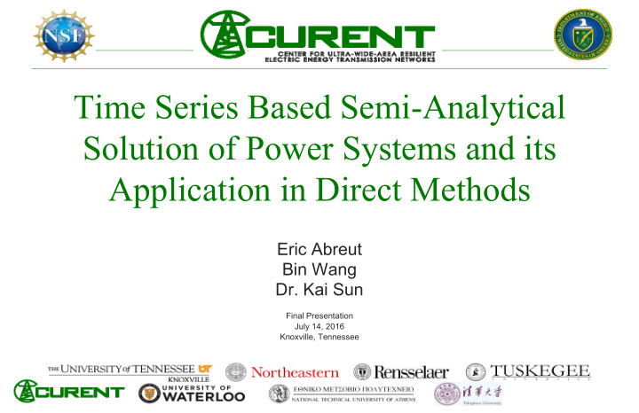 time series based semi analytical solution of power