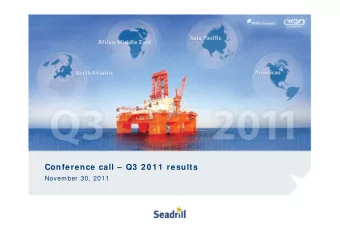 Conference call  Q3  2 0 1 1  results  November 30, 2011  Contents  Highlights 3Q 2011