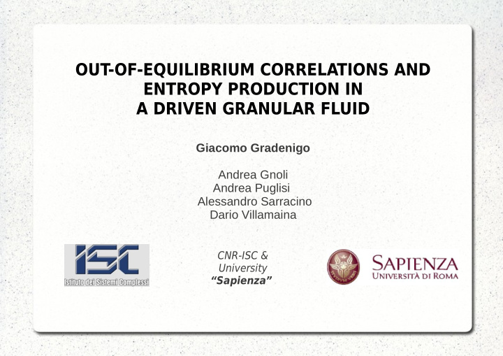 out of equilibrium correlations and entropy production in