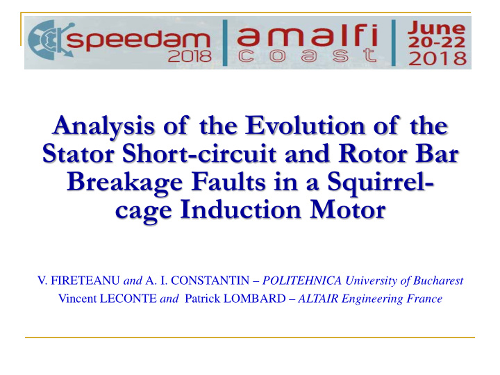 analysis of the evolution of the stator short circuit and
