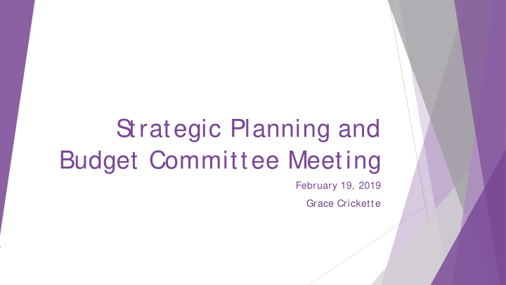 strategic planning and budget committee meeting
