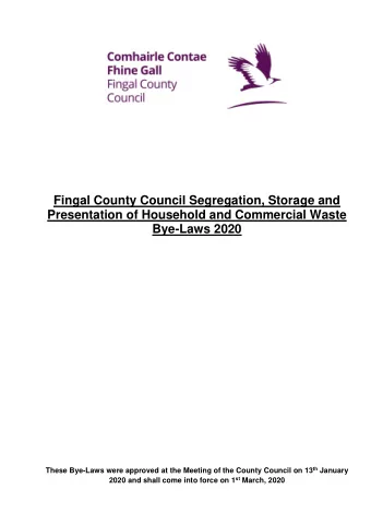 Fingal County Council Segregation, Storage and  Presentation of Household and Commercial Waste