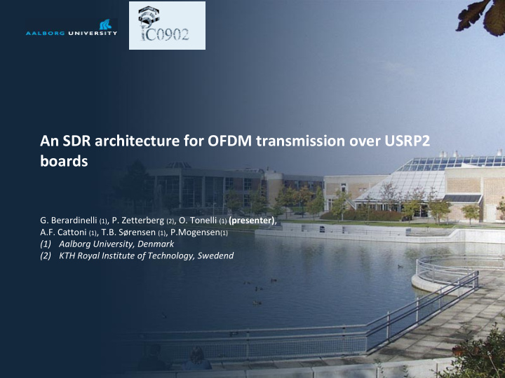 an sdr architecture for ofdm transmission over usrp2