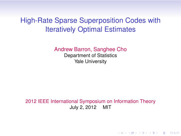 high rate sparse superposition codes with iteratively