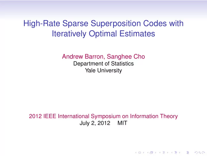 high rate sparse superposition codes with iteratively