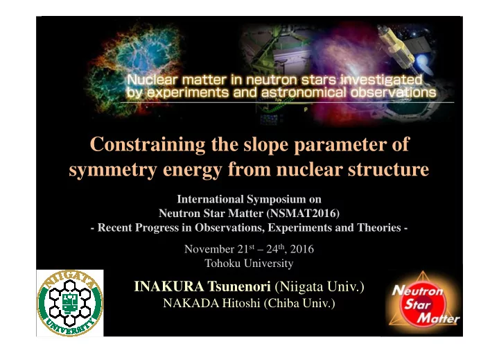 constraining the slope parameter of symmetry energy from