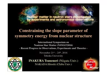 Constraining the slope parameter of  symmetry energy from nuclear structure  International