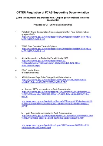 OTTER Regulation of FCAS Supporting Documentation  (Links to documents are provided here. Original