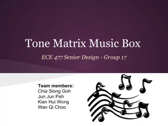Tone Matrix Music Box  ECE 477 Senior Design - Group 17  Team members:  Chia Siong Goh  Jun Jun Peh