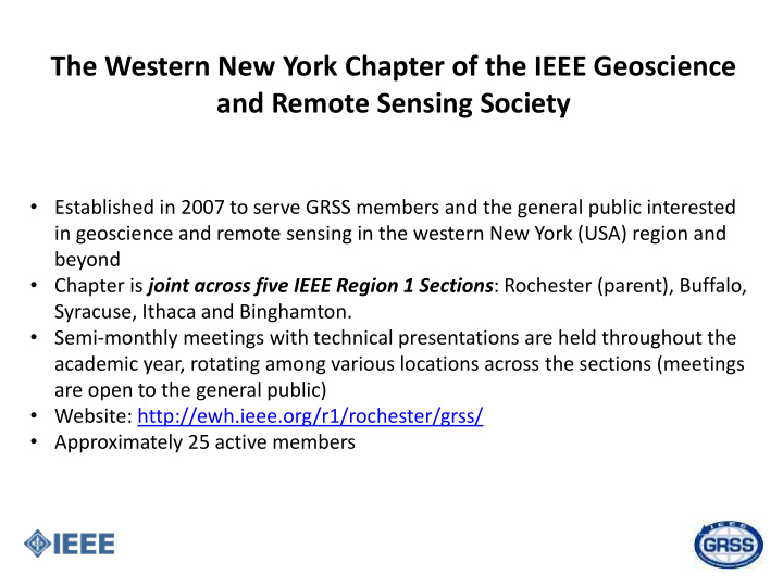 the western new york chapter of the ieee geoscience and