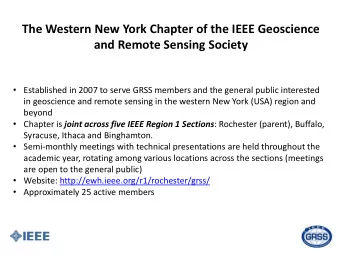 The Western New York Chapter of the IEEE Geoscience  and Remote Sensing Society  Established in