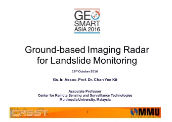 Ground-based Imaging Radar  for Landslide Monitoring 19 th October 2016  Gs. Ir. Assoc. Prof. Dr.