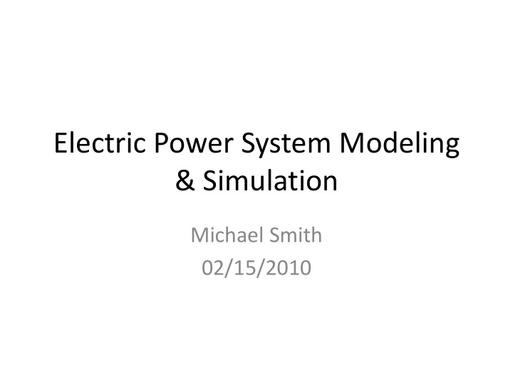 electric power system modeling simulation