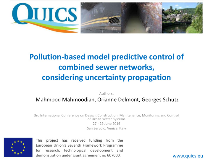 pollution based model predictive control of combined