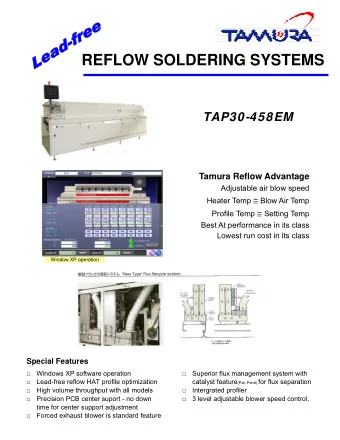REFLOW SOLDERING SYSTEMS TAP30-458EM Tamura Reflow Advantage  Adjustable air blow speed Heater Temp