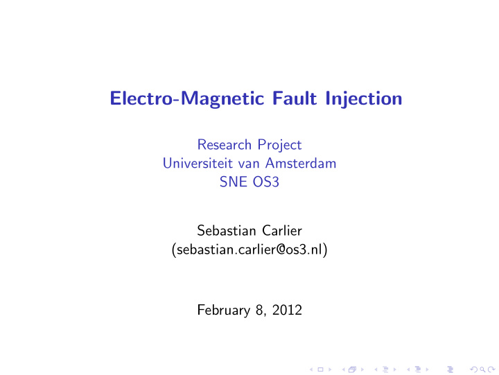 electro magnetic fault injection