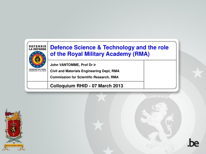 defence science technology and the role of the royal