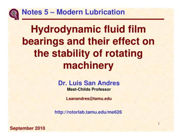 hydrodynamic fluid film bearings and their effect on the