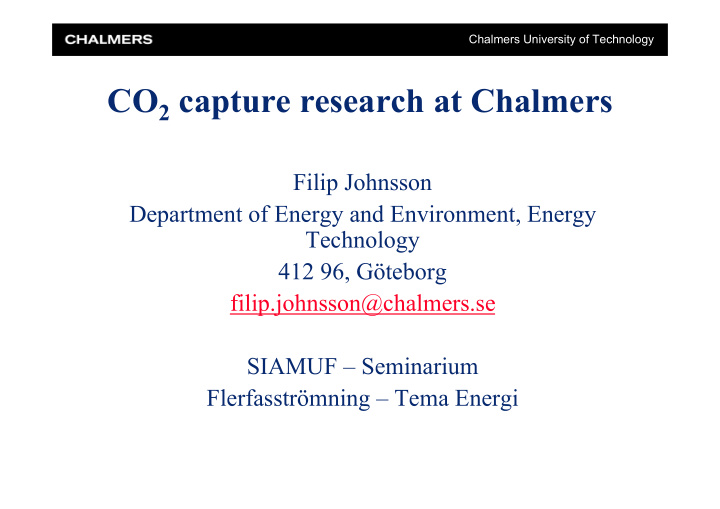 co 2 capture research at chalmers