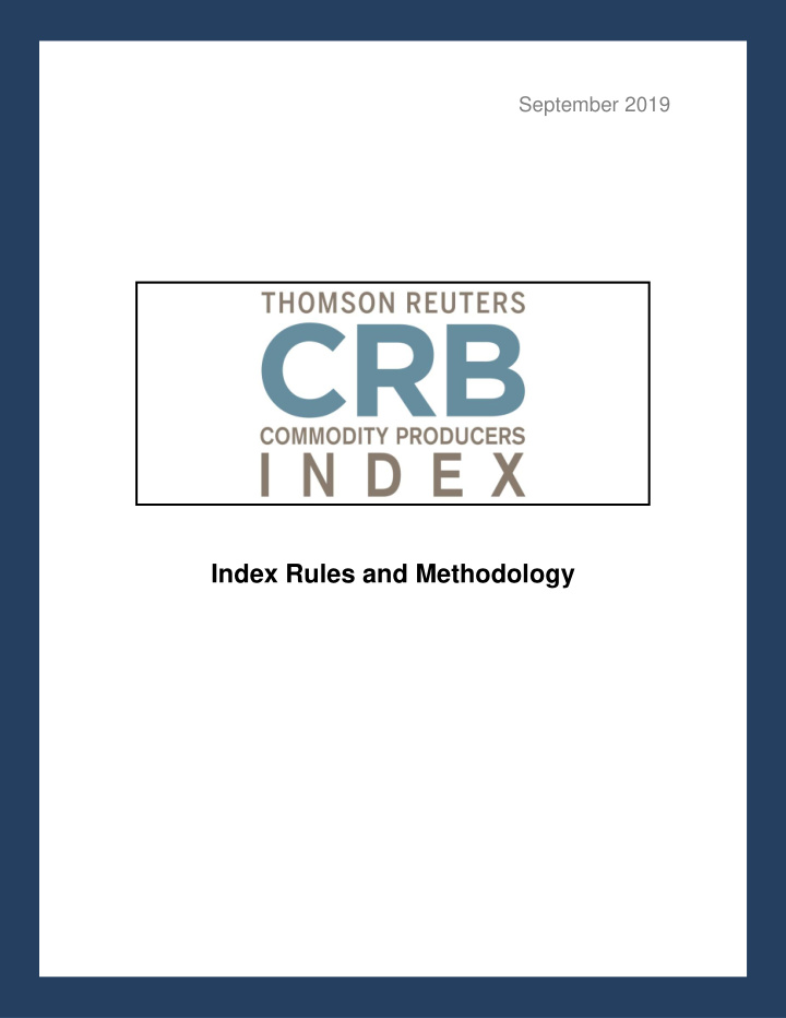 index rules and methodology