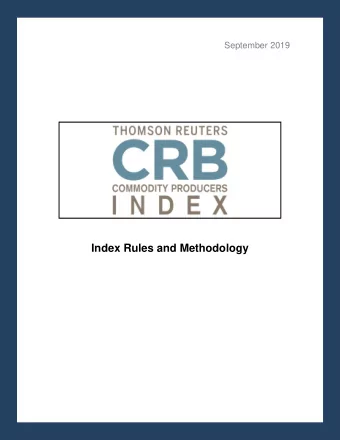 Index Rules and Methodology  September 2019  TABLE OF CONTENTS  I. GENERAL DESCRIPTION