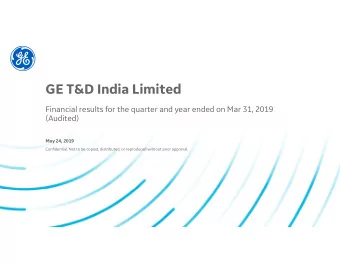 GE T&amp;D India Limited  Financial results for the quarter and year ended on Mar 31, 2019