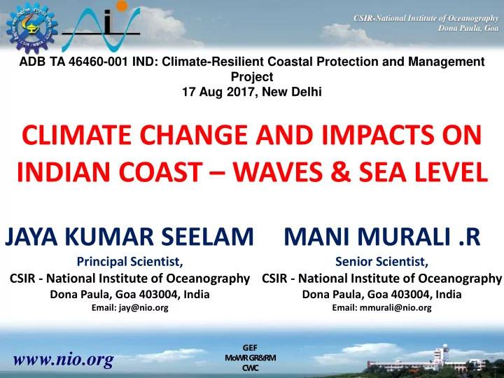 climate change and impacts on indian coast waves sea level