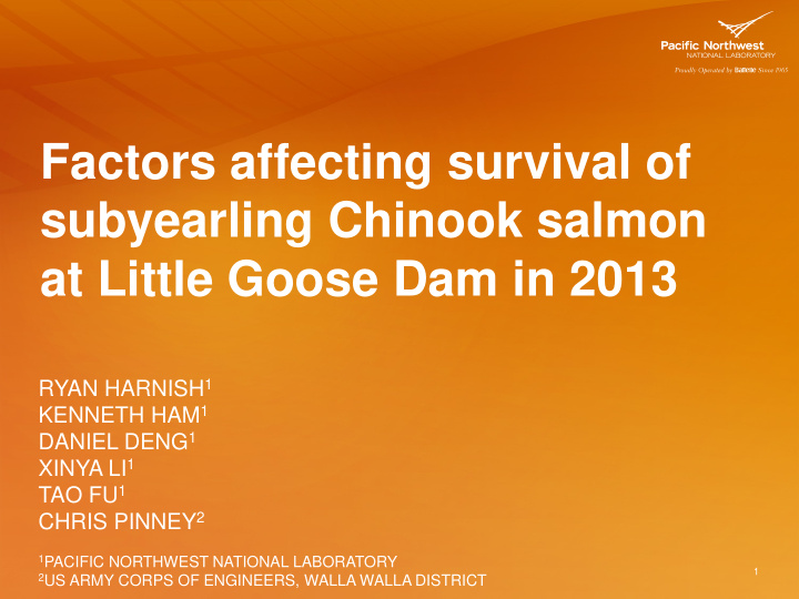 factors affecting survival of subyearling chinook salmon