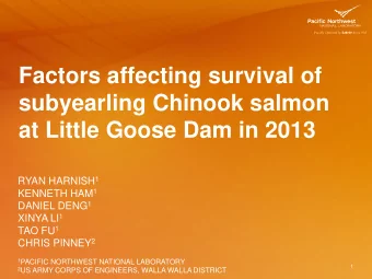 Factors affecting survival of  subyearling Chinook salmon  at Little Goose Dam in 2013 RYAN HARNISH