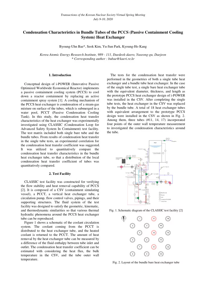 condensation characteristics in bundle tubes of the pccs