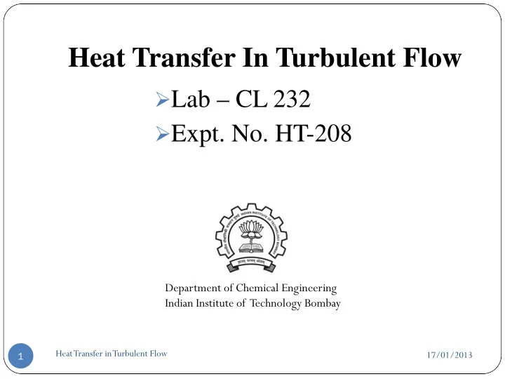 heat transfer in turbulent flow