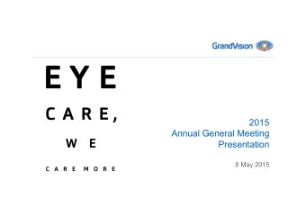 2015  Annual General Meeting  Presentation  8 May 2015  Forward looking statements  This