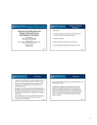 1 Current State Regulations  Current State Regulations   Closure  Transfer Regulations ( 105