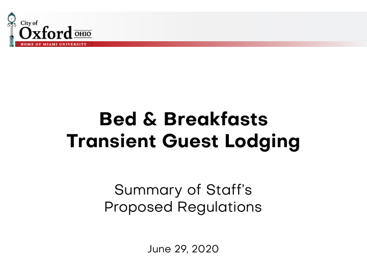 bed breakfasts transient guest lodging