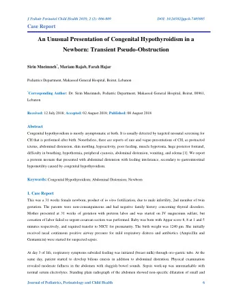 An Unusual Presentation of Congenital Hypothyroidism in a  Newborn: Transient Pseudo-Obstruction