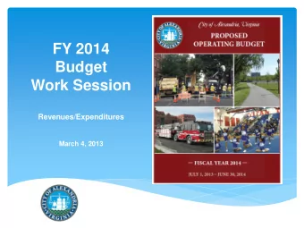 Budget  Work Session  Revenues/Expenditures  March 4, 2013  Balanced Approach to Address  Budgetary
