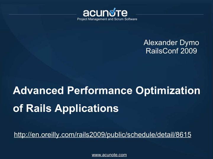 advanced performance optimization of rails applications