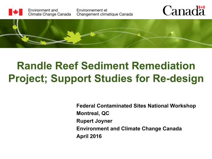randle reef sediment remediation project support studies