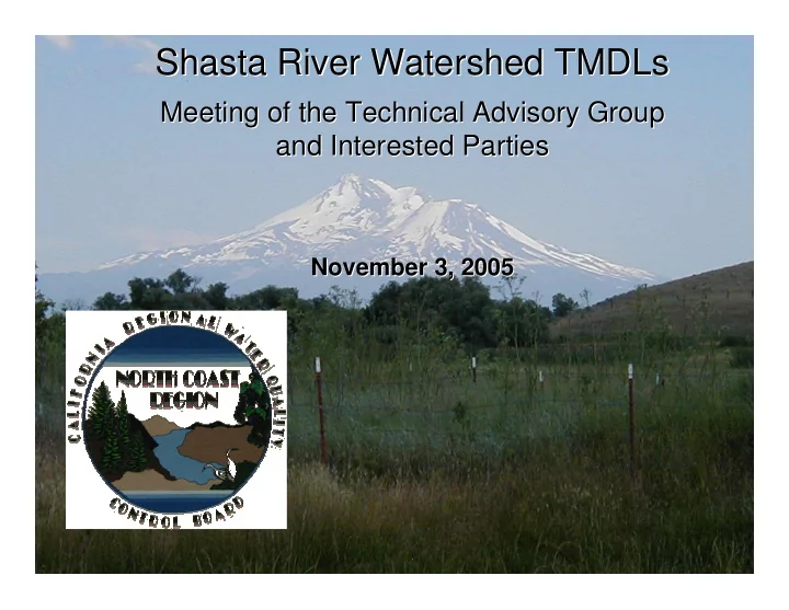 shasta river watershed tmdls shasta river watershed tmdls