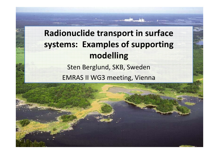 radionuclide transport in surface systems examples of
