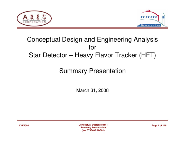 conceptual design and engineering analysis for star