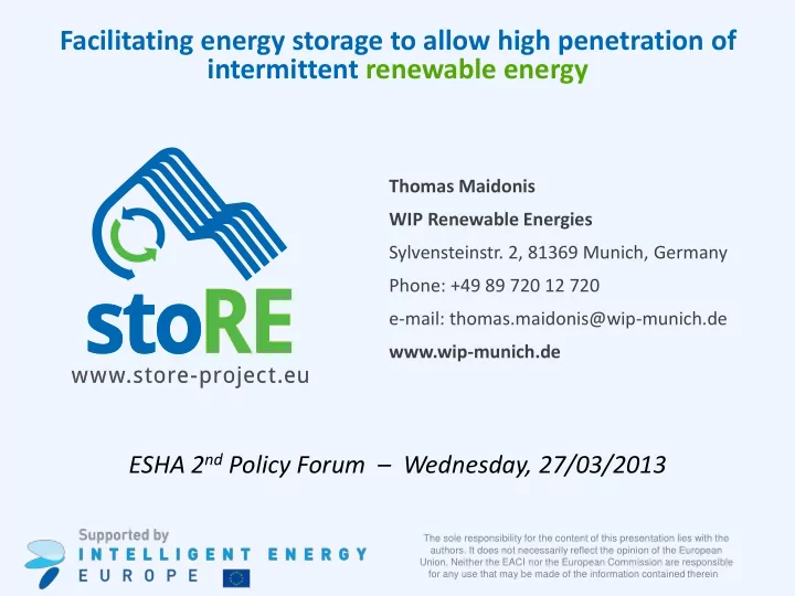 facilitating energy storage to allow high penetration of