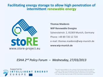 Facilitating energy storage to allow high penetration of  intermittent renewable energy  Thomas
