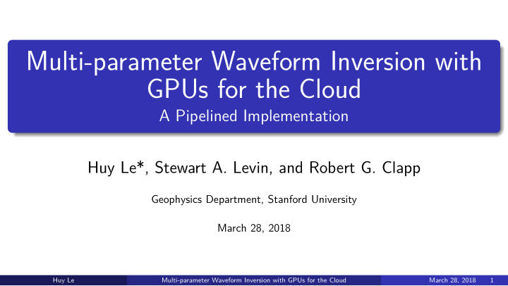 multi parameter waveform inversion with gpus for the cloud