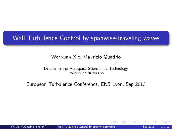 wall turbulence control by spanwise traveling waves